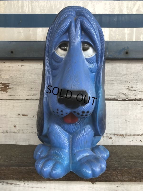 画像1: Vintage NY Vinyl Plastic Bank Basset hound Blue (J379)  