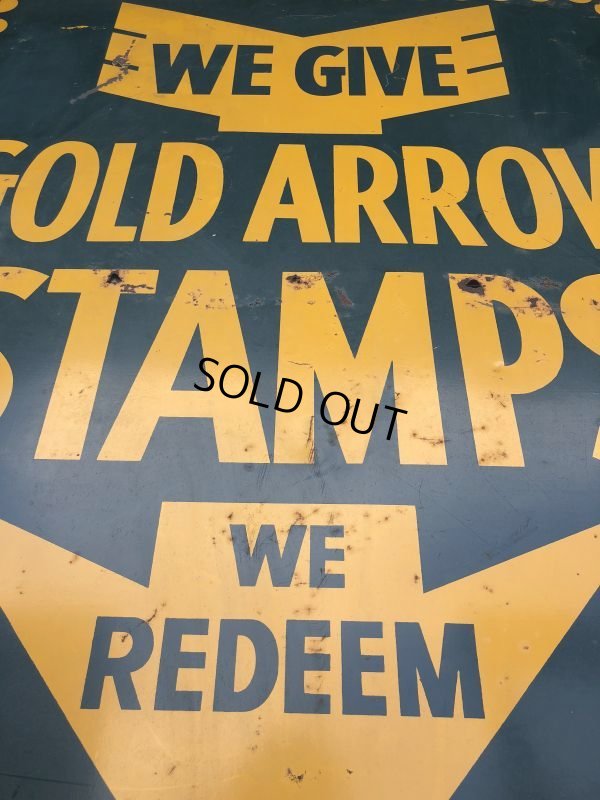 画像7: 40s Vintage Gold Arrow Stamps Huge Tin Sign (J380)