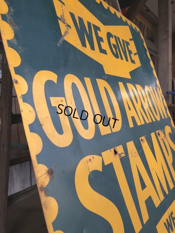 画像8: 40s Vintage Gold Arrow Stamps Huge Tin Sign (J380)