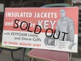 Vintage KEY Work Insulated Jackets Cardboard Advertising Sign (J413)