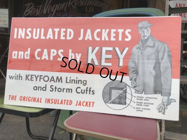画像1: Vintage KEY Work Insulated Jackets Cardboard Advertising Sign (J413)
