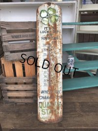  50s Vintage Quaker State Motor Oil Metal Thermometer (J334)  