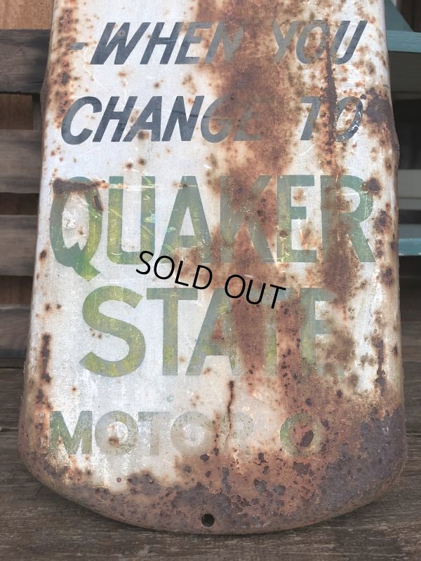 画像7:  50s Vintage Quaker State Motor Oil Metal Thermometer (J334)