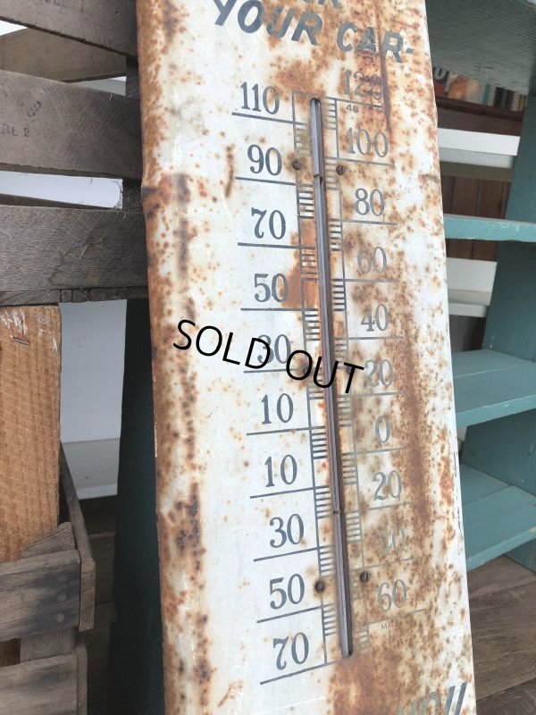 画像6:  50s Vintage Quaker State Motor Oil Metal Thermometer (J334)