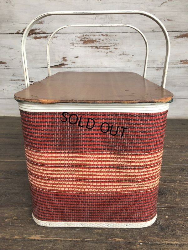 画像2: Vintage Wicker Picnic Basket Red (J441)