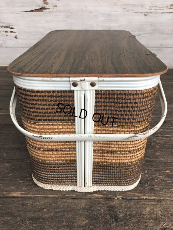 画像4: Vintage Wicker Picnic Basket Brown (J440)