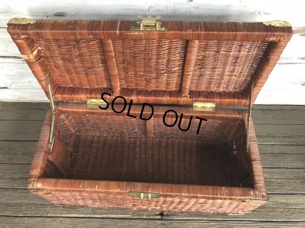 画像6: Vintage Wicker Trunk Chest Basket Large Size (J439)