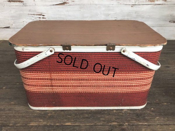 画像3: Vintage Wicker Picnic Basket Red (J441)