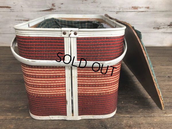画像4: Vintage Wicker Picnic Basket Red (J441)