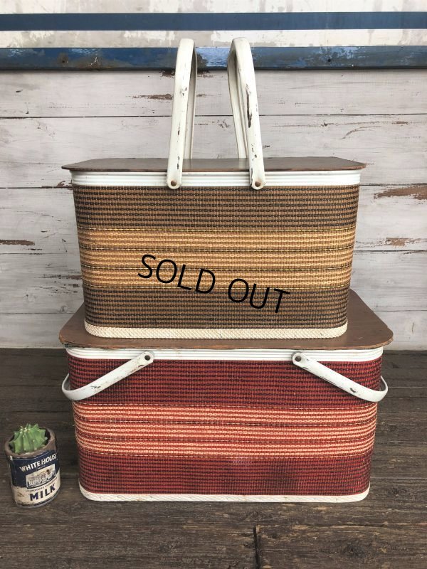 画像10: Vintage Wicker Picnic Basket Red (J441)