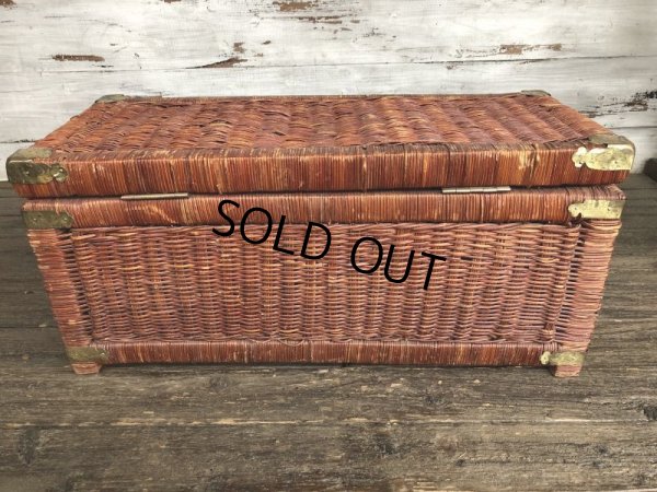 画像3: Vintage Wicker Trunk Chest Basket Large Size (J439)