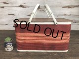 Vintage Wicker Picnic Basket Red (J441)