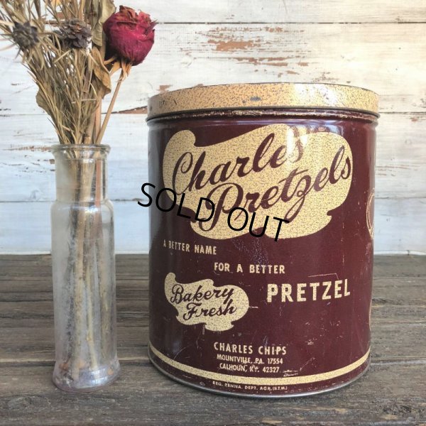 画像1: Vintage Charles Pretzels Tin Can (J447)