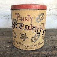 Vintage Party Pretzel Tin Can (J453)