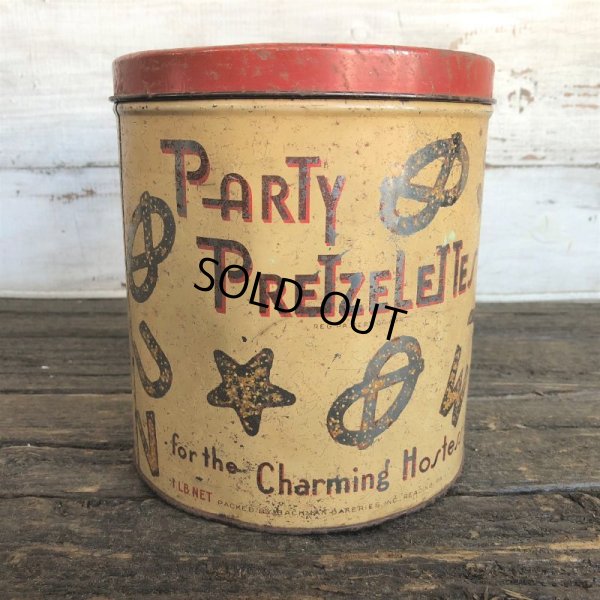 画像1: Vintage Party Pretzel Tin Can (J453)