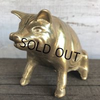 Vintage Valleau Solid Brass Pig Piggy Bank (J466)