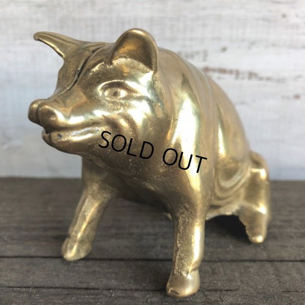 画像1: Vintage Valleau Solid Brass Pig Piggy Bank (J466)