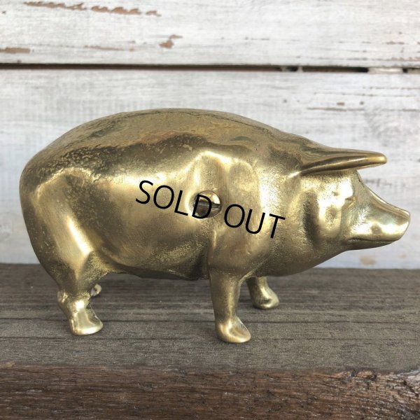 画像1: Vintage Brass Pig Piggy Bank (J467)