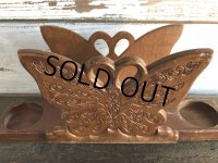 70s Vintage Butterfly Wooden Holder (J691)