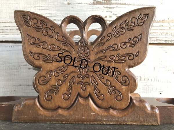 画像5: 70s Vintage Butterfly Wooden Holder (J691)