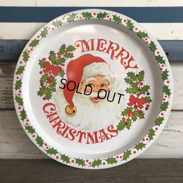 画像1: 70s Vintage Merry Christmas Tin Tray (J706)