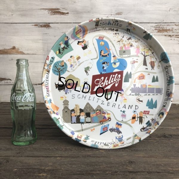 画像1: Vintage Schlitz Round Tin Tray (J760)