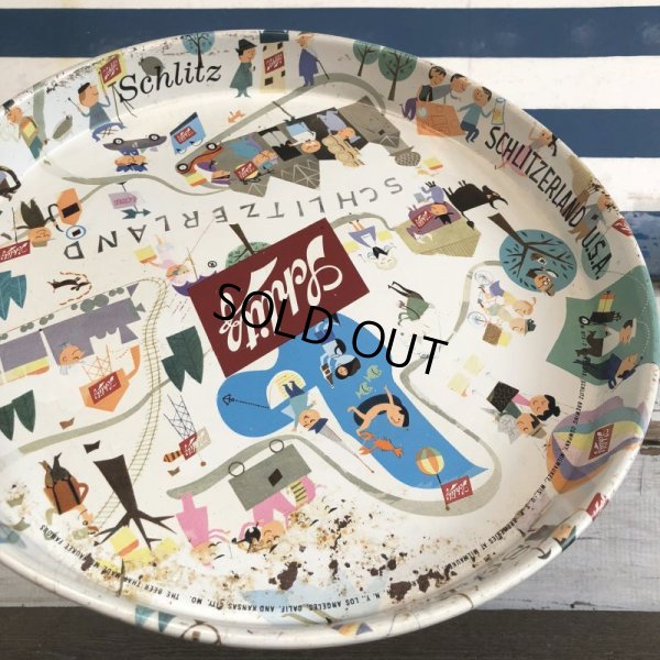 画像10: Vintage Schlitz Round Tin Tray (J760)