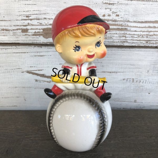 画像1: SALE Vintage Ceramic Bobble Head Doll Baseball (J788)