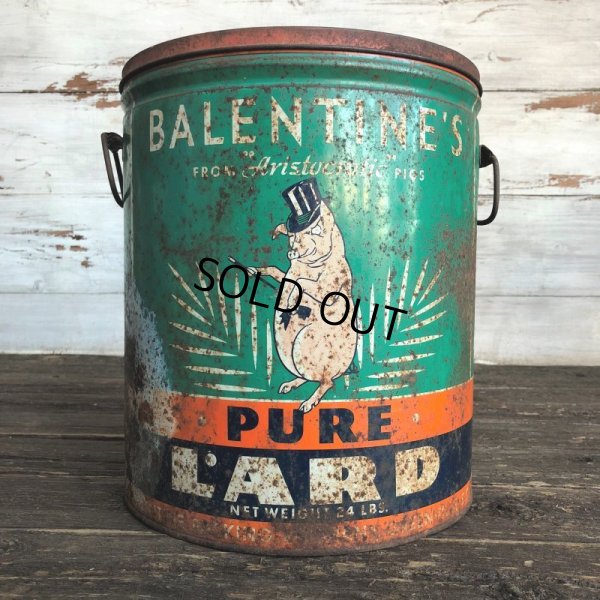 画像1: Vintage BALENTINE'S Pure Pig Lard Tin Can (J808)  