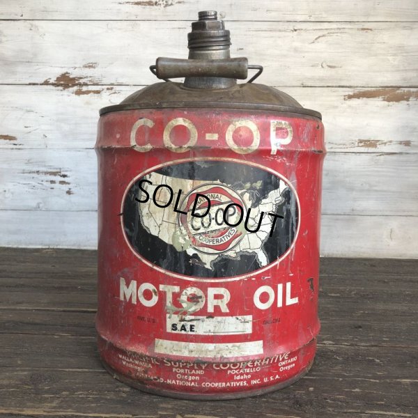 画像1: Vintage Oil can CO-OP Motor Oil 5 U.S. GALLONS (J806)  