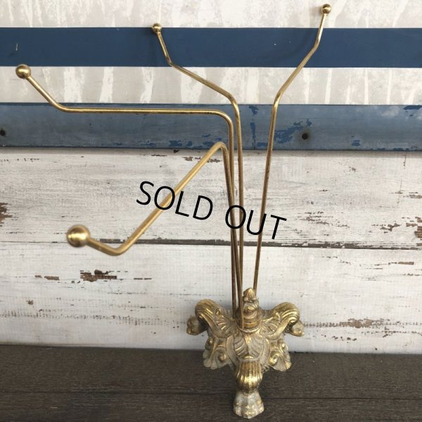 画像10: Vintage Brass Toned Counter Top Wire display Rack (J816)