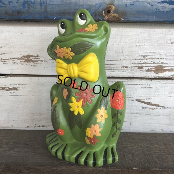 画像7: 70s Vintag  Hippie Flower Power Ceramic Frog Bank (J948)