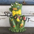 70s Vintag  Hippie Flower Power Ceramic Frog Bank (J948)