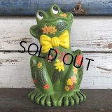 70s Vintag  Hippie Flower Power Ceramic Frog Bank (J948)