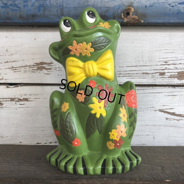 画像1: 70s Vintag  Hippie Flower Power Ceramic Frog Bank (J948)