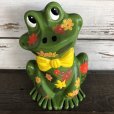 画像2: 70s Vintag  Hippie Flower Power Ceramic Frog Bank (J948) (2)