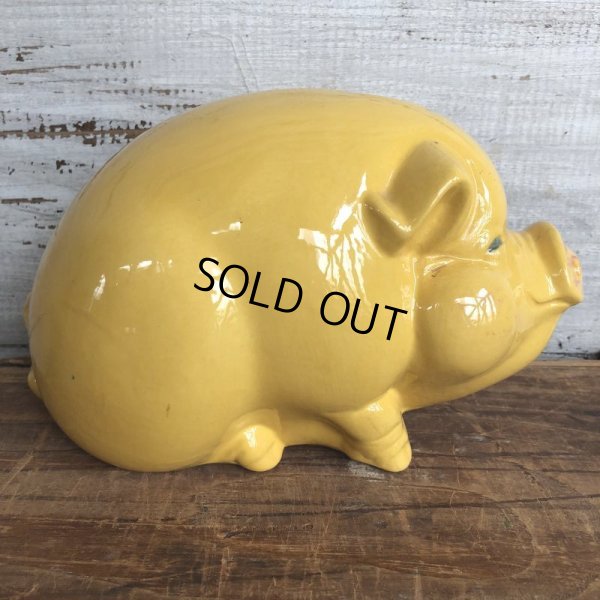 画像2: Vintage Ceramic Piggy Bank Yellow (J953)