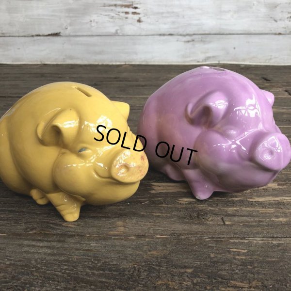 画像10: Vintage Ceramic Piggy Bank Yellow (J953)