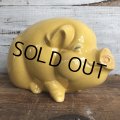 Vintage Ceramic Piggy Bank Yellow (J953)