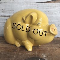 Vintage Ceramic Piggy Bank Yellow (J953)