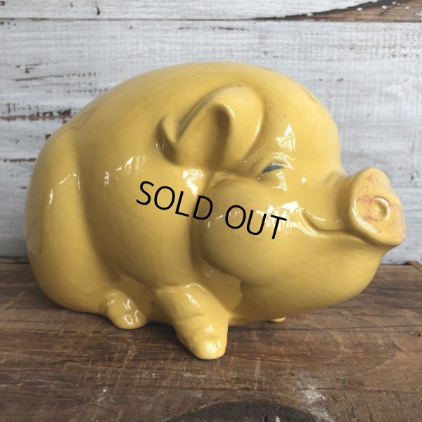 画像1: Vintage Ceramic Piggy Bank Yellow (J953)