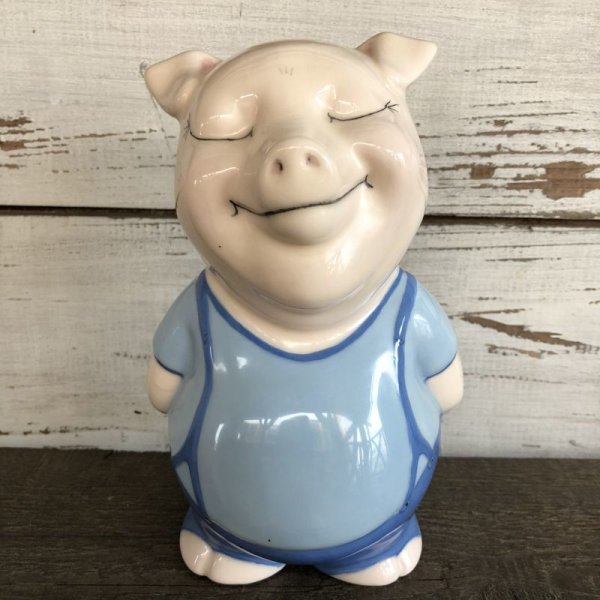 画像1: Vintage Ceramic Piggy Bank Blue (J955)