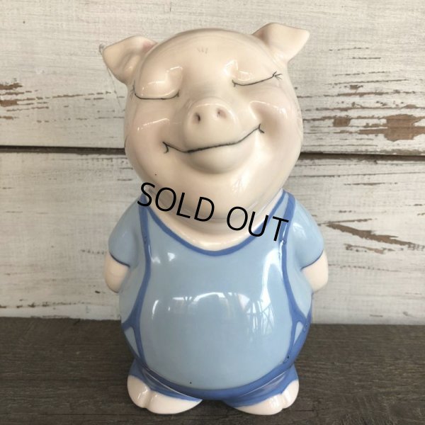 画像1: Vintage Ceramic Piggy Bank Blue (J955)