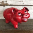 画像2: Vintage Plastic Piggy Bank Red (J954) (2)