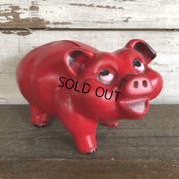 画像2: Vintage Plastic Piggy Bank Red (J954)