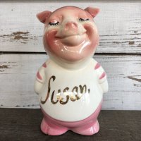 Vintage Ceramic Piggy Bank Susan (J956)