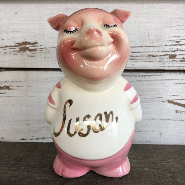 画像1: Vintage Ceramic Piggy Bank Susan (J956)