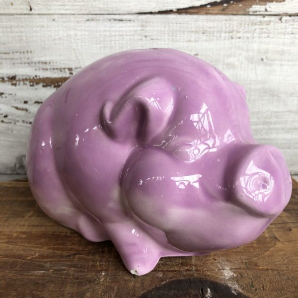 画像1: Vintage Ceramic Piggy Bank Pink (J952)