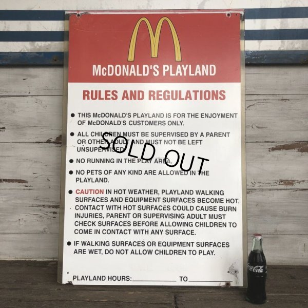 画像2: 70s Vintage MCDONALDS Playland Rules & Regulations Sign  (J948)