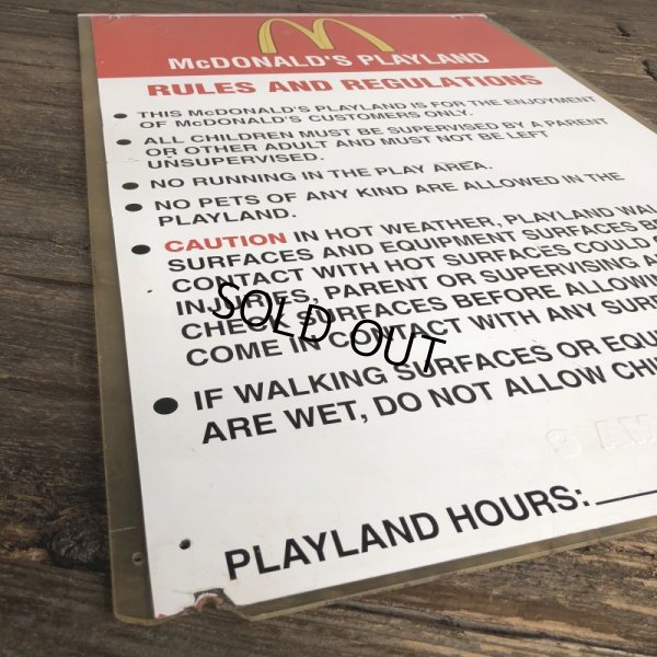 画像4: 70s Vintage MCDONALDS Playland Rules & Regulations Sign  (J948)